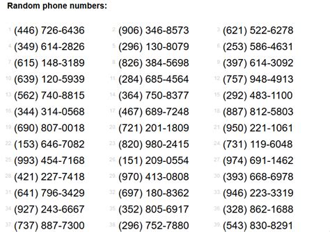 free random phone numbers.